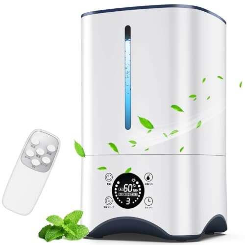 Lofamy 加湿器 大容量 5L 超音波式 2024年最新型 UV除菌ライト 45%-90%湿度設定加湿器. 上から給水 加湿器 アロマ対応 300ml/h加湿量 UVライト 節電対策 省エネ 8時間切タイマー スリープモード 静音 L