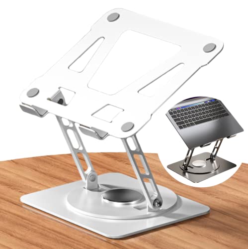 Hoottsea ノートパソコンスタンド 360°回転です 軽量 高級版 アルミ合金製 折り畳めばかさばらず 持ち運びにも便利です 滑り止めが ノートpc スタンド 高さ/角度調整可能 放熱対策 姿勢改善 (白)の通販は 9,200円
