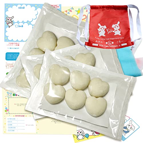 すべて揃う！一升餅 （リュック型巾着付）『ハート型 』『小分け 18個』 白い餅 お祝いセット シール名入れ対応…の通販は 7,800円