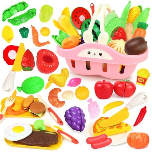 CORPER TOYS おままごとセット キッチンセット 51点セット 食材 野菜 果物 料理ごっこ 切る遊び 知育玩具 収納ケース付き 面ファスナー式 おもちゃ ごっこ遊び 男の子 女の子 プレゼント クリスマス 誕生日 子供 親子遊びの通販は 6,072円