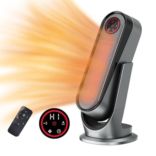 LNSOO セラミックヒーター 2秒速暖 上下左右自動首振り 立体送風 1200W 4段階温度調整 省エネ ECOモード リモコン遠隔操作 LEDタッチパネル 1-48時間自動OFFタイマー メモリー機能 転倒時自動OFF 二重過熱保護 の通販は