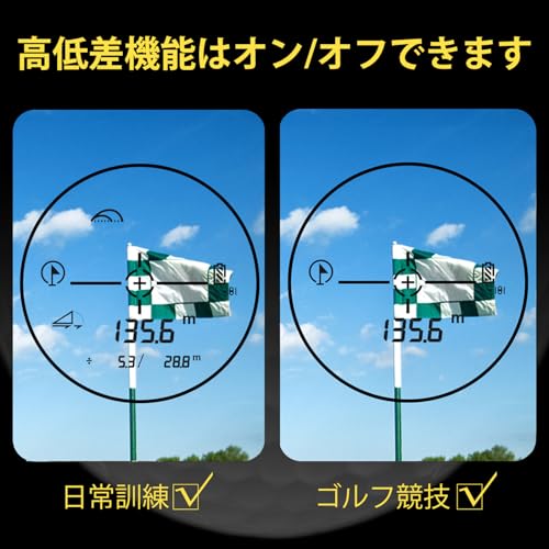 JIEHOME GOLF ゴルフ距離計 ゴルフレーザー距離計 1000m/1093yd対応 最速0.05S測定 6.5倍望遠 高透過レンズ 小型 ゴルフ用レーザー測定器 高低差補正機能ON/OFF 競技対応 連続測定 垂直/水平測定 スピ