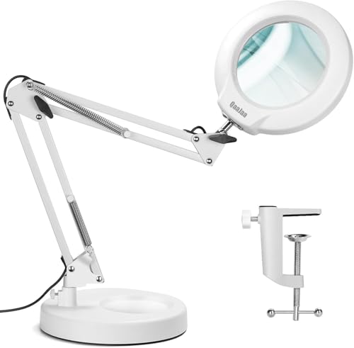 1台2役QaaJaa 拡大鏡 スタンド ライト付き ledライト付き スタンドルーペ 卓上ルーペ 10倍の倍率拡大鏡を搭載 折りたたみ式 角度調整可能 無段階調光 3種色温度 USB給電 置き型 クリップ対応 目に優しい 多用途 (ホワイ 7,812円