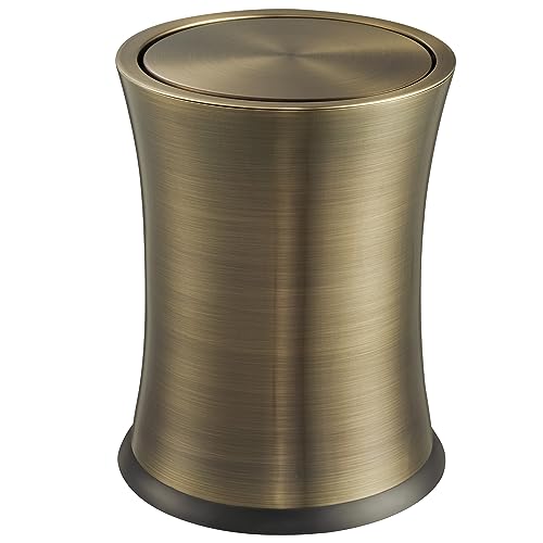 KInGSUnS ゴミ箱 高級 ステンレススチール製 6l 小さめ 塵箱 お洒落 ヴィンテージ トラッシュカン スイングカバー 内箱なし ブロンズ カラー ホーム リビングルーム用 上品 家の装飾の通販は