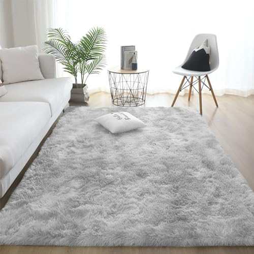 ラグマット カーペット 120x160cm 全厚約5.5cm おしゃれな北欧風シャギーラグ 極厚ウレタンフォーム15mm 洗えるラグ 滑り止め付き ふわっとした手触り 防音絨毯 オールシーズン快適に使用 長方形 ROCYJULIN(ライト