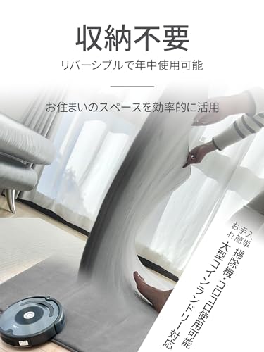 REDREAM 第3世代 カーペット ラグ 洗える 両面 低反発 厚手 防音 冬 ぽかぽか 夏 ひんやり 滑り止めシート付き らぐまっと ホットカーペット 対応 約3畳 じゅうたん (ネイビーT 185x235cm 長方形)の通販は