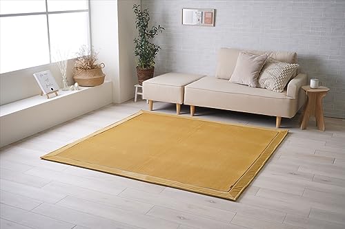 イケヒコ ラグ カーペット マット 敷き 正方形 クルム イエロー 約180×180cm ふんわり フランネル オールシーズン 年間 洗える 快適 シンプル ＃1280830291203