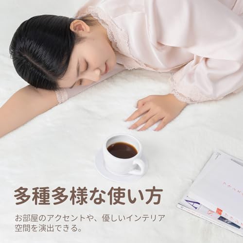 Ashler ラグマット カーペット ラビットファー調ラグ 滑り止め付き 肌触りがいい 厚み20mm ふわふわ 抗菌防ダニ おしゃれ 防音 冷房 床暖房対応 折り畳み 洗える 円形 90×90cm ホワイト Ashler ラグマット カーペット ラビットファー調ラグ 滑り止め付き 肌触りがいい 厚み20mm ふわふわ 抗菌防ダニ おしゃれ 防音 冷房 床暖房対応 折り畳み 洗える 円形 90×90cm ホワイト
