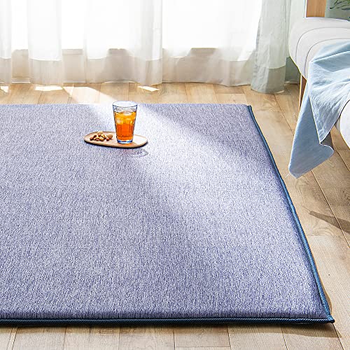 アイリスオーヤマ 接触冷感 Q-max0.34でひんやり節電対策 185×185cm ネイビー 極上の座り心地 超極厚30mm 撥水加工でシミ・汚れにも強い 生活音を抑える遮音効果 安心して過ごせる滑り止め加工 ラグ マット カーペット の通販は