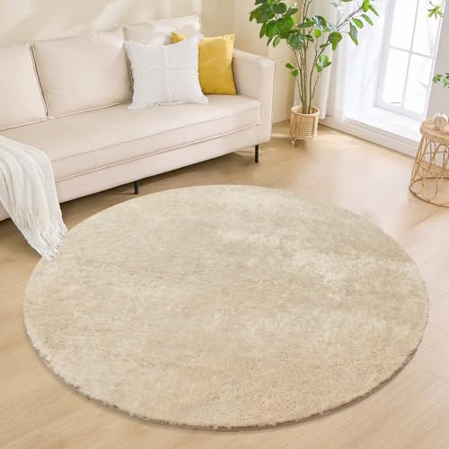 aicomri カーペット ラグマット 絨毯 円形 120cm ラグ 北欧 厚手 洗える 滑り止め付 抗菌防臭 防ダニ ふわふわ柔らかな肌触り オールシーズン シャギー ウレタン じゅうたんの通販は 5,400円