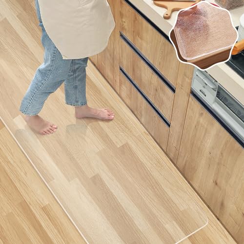 Brodio キッチンマット 拭ける 台所マット 滑り止め 270*60cm ずれにくい お手入れ簡単 キズ防止 半透明 撥水 床暖房対応 エンボス加工 おしゃれ 保護マット フロアマット 厚み1.5mm 汚れ防止 掃除簡単 フローリングの通販は