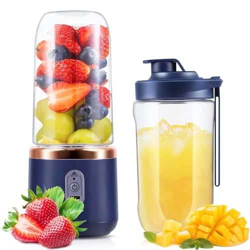 ジューサー ミキサー2025強化版果物 野菜 ジュース 離乳食用 栄養補充 一台多役 22000回/分高速回転 400ML*2大容量 Type-C充電式 コードレス 小型 ミニ お手入れ簡単 持ち運びやすい アウトドア 旅行 出張 オフィの通販は