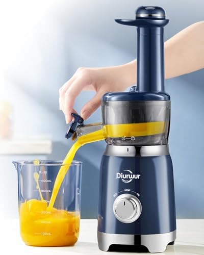 Diurwur スロージューサー 低速回転 ジューサー 搾りカス分離 ミニスロージューサー 小型 ミキサー 高い搾汁率 酸化しにくい コンパクト フルーツ 野菜 ビタミン 酵素 鮮度キープ フレッシュジュース レシピ付き 日本語取扱説明書の通販は