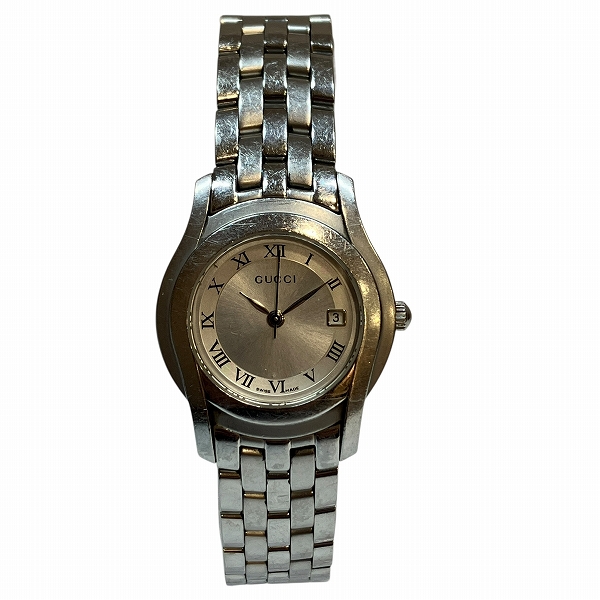 グッチ GUCCI 5500L クォーツ シルバー文字盤 デイト ローマン 時計 腕時計 レディース【中古】