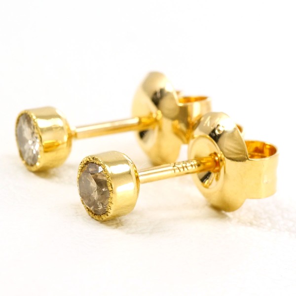 K18 18金 YG イエローゴールド ピアス ダイヤ 0.11 ×2 総重量約1.2g 中古ジュエリー