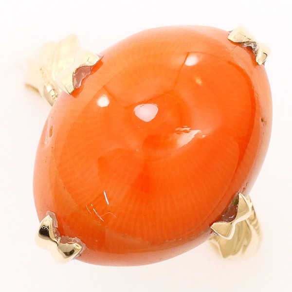 K9YG リング 指輪 11号 サンゴ 総重量約4.0g 中古ジュエリー