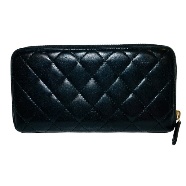 シャネル CHANEL マトラッセ ラムスキン ブラック 長財布 2つ折り財布 