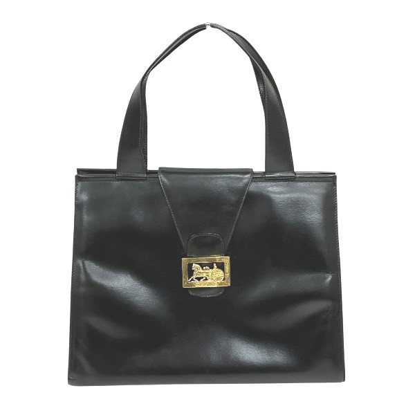 セリーヌ CELINE 馬車金具 ブラック レザー オールド バッグ ハンドバッグ レディース【中古】