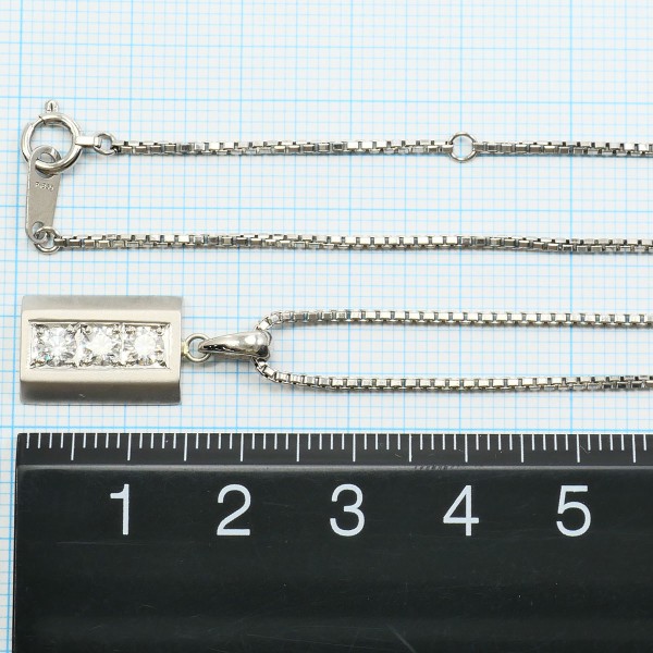 【通常価格より25%OFF】PT900 プラチナ PT850 ネックレス ダイヤ 0.47 カード鑑別書 総重量約9.9g 約42cm 中古ジュエリー