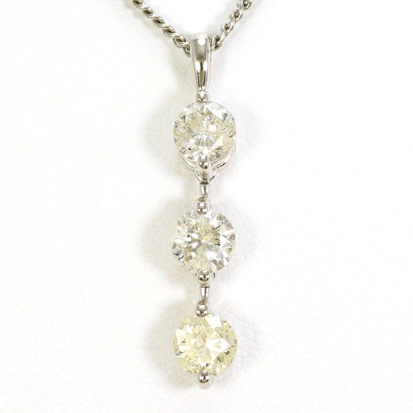PT900 プラチナ PT850 ネックレス イエローダイヤ 1.00 カード鑑別書 総重量約4.8g 約50cm 中古ジュエリー
