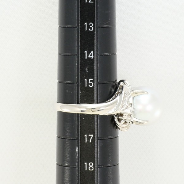 PT900 プラチナ リング 指輪 16号 パール(南洋真珠) 約12mm ダイヤ 0.10 カード鑑別書 総重量約9.7g 中古ジュエリー_7