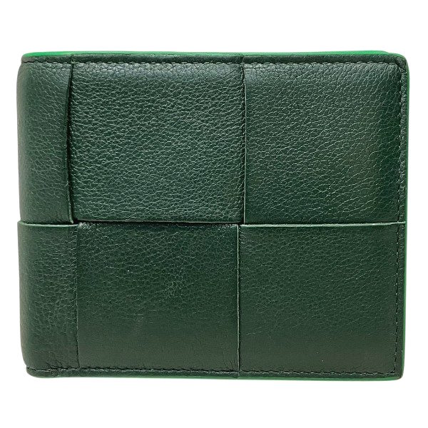 ボッテガ・ヴェネタ イントレチャート R00132325P グリーン 2つ折り財布 メンズ【中古】
