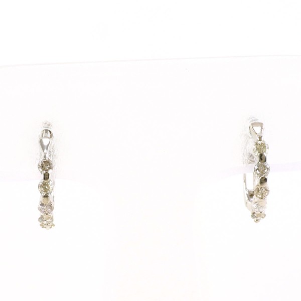 K10 10金 WG ホワイトゴールド ピアス ダイヤ 0.10 ×2 総重量約0.8g 中古ジュエリー
