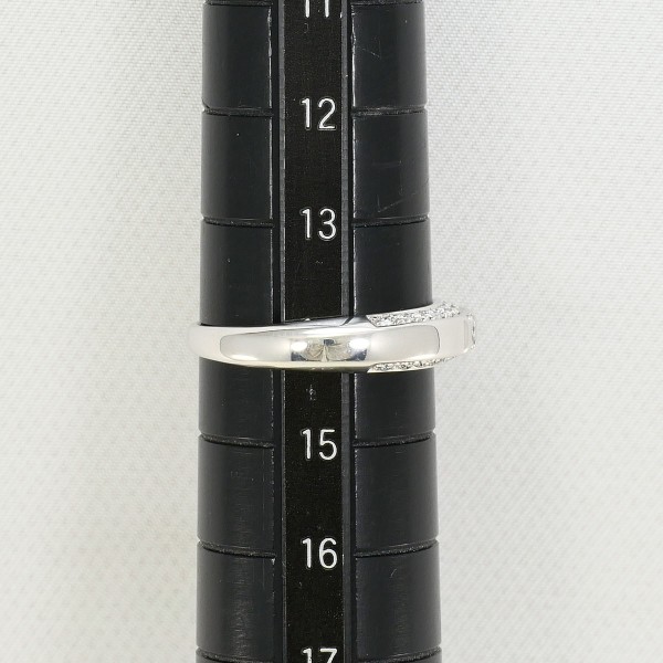 K18 18金 WG 白いことゴールド 輪っか 指環 14号 時刻表 0.30 歌留多聞き分け書 総掛け目約3.6g 中古宝飾品
