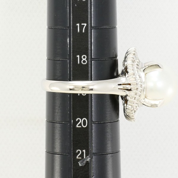 PT900 プラチナ リング 指輪 19号 パール(南洋真珠) 12mm ダイヤ 0.55 カード鑑別書 総重量約13.2g 中古ジュエリー_6