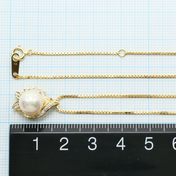 18K YGWG ネックレス パール(アコヤ真珠) ダイヤ カード鑑別書 総重量約5.7g 約40cm 中古ジュエリー_4