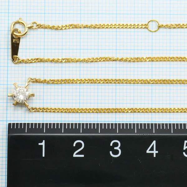 K18 18金 YG イエローゴールド ネックレス ダイヤ 0.343 鑑別書 総重量約3.2g 約41cm 中古ジュエリー_5
