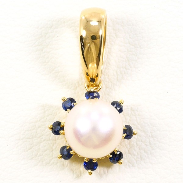 【通常価格より25%OFF】TASAKI タサキ 田崎真珠 K18YG ペンダントトップ パール(真珠) サファイア 総重量約2.0g 中古ジュエリー