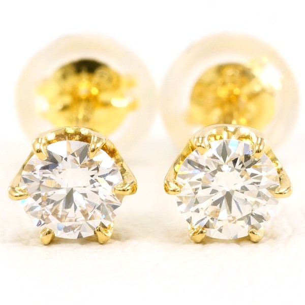 K18 18金 YG イエローゴールド ピアス ダイヤ 0.15 ×2 総重量約0.5g 中古ジュエリー_1