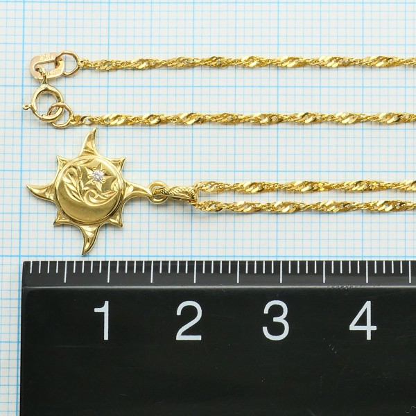 K14 14金 YG イエローゴールド ネックレス ダイヤ 総重量約3.3g 約50cm 中古ジュエリー_3