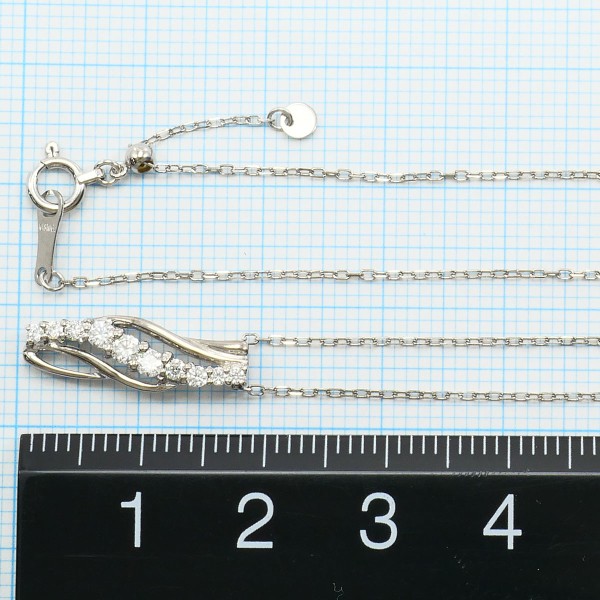 K18 18金 WG ホワイトゴールド ネックレス ダイヤ 0.24 総重量約2.1g 約45cm 中古ジュエリー_3