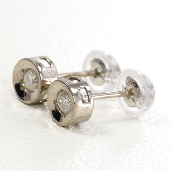 K14 14金 WG ホワイトゴールド ピアス ダイヤ 0.05 ×2 総重量約0.5g 中古ジュエリー