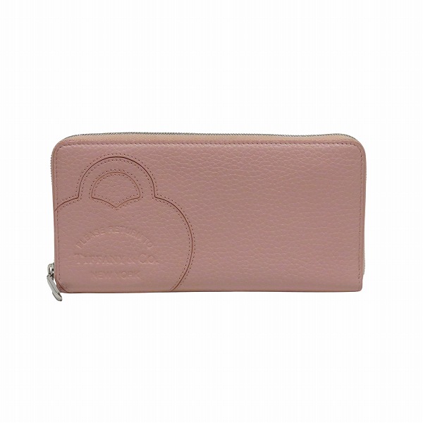 【通常価格より20%OFF】ティファニー リターントゥ ラージ ジップ ウォレット ピンク レザー 長財布 レディース【中古】
