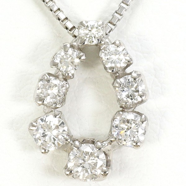 PT900 プラチナ PT850 ネックレス ダイヤ 0.30 総重量約2.9g 約41cm 中古ジュエリー