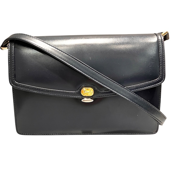 セリーヌ CELINE 馬車金具 ネイビー レザー バッグ ショルダーバッグ レディース【中古】