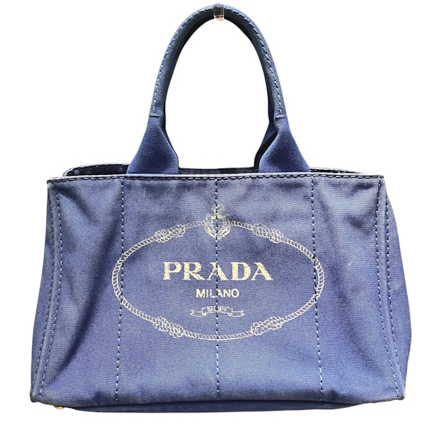 プラダ PRADA カナパ BN1872 ブルー キャンバス バッグ トートバッグ レディース【中古】