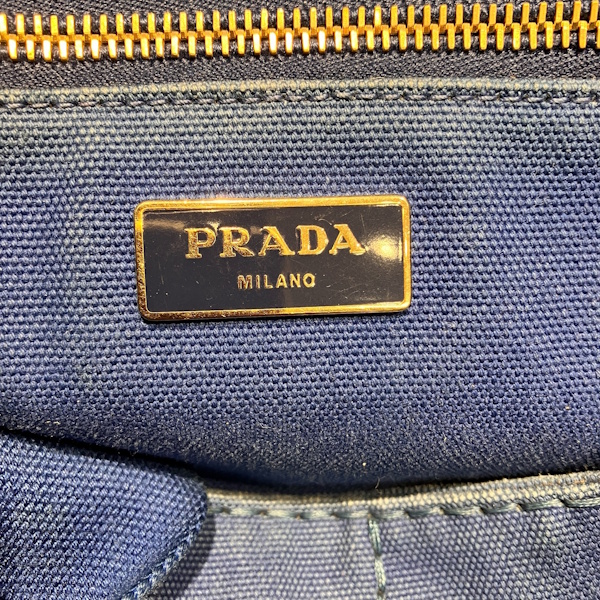 プラダ PRADA カナパ BN1872 ブルー キャンバス バッグ トートバッグ レディース【中古】_3