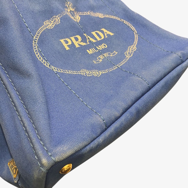 プラダ PRADA カナパ BN1872 ブルー キャンバス バッグ トートバッグ レディース【中古】_6