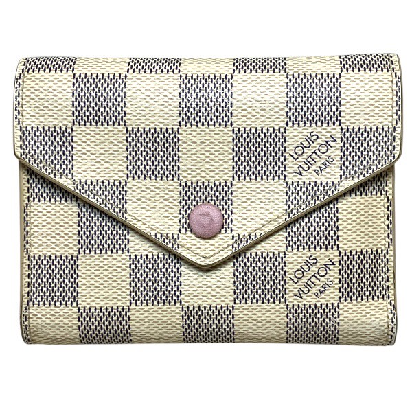ルイヴィトン Louis Vuitton ダミエアズール ポルトフォイユ ヴィクトリーヌ N64022 3つ折り財布 レディース【中古】