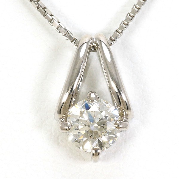 K18 18金 WG ホワイトゴールド ネックレス ダイヤ 0.342 SI1 鑑定書 総重量約2.8g 約45cm 中古ジュエリー