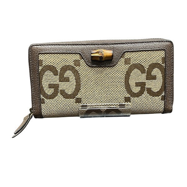 グッチ GUCCI GGキャンパス・バンブー ラウンドファスナーロングウォレット 658634 長財布 ユニセックス【中古】