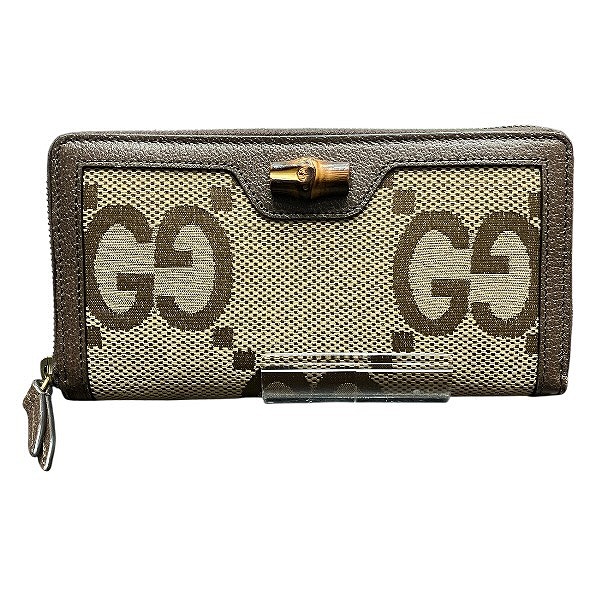 グッチ GUCCI GGキャンパス・バンブー ラウンドファスナーロングウォレット 658634 長財布 ユニセックス【中古】