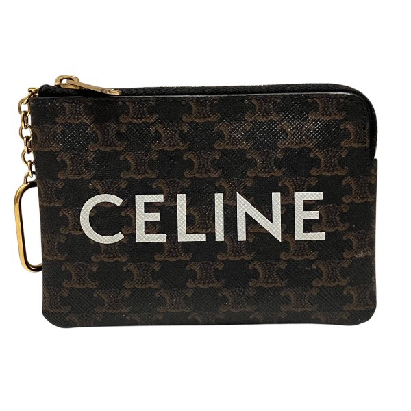 セリーヌ CELINE トリオンフ キーリング付き コインケース カードケース レディース 財布【中古】