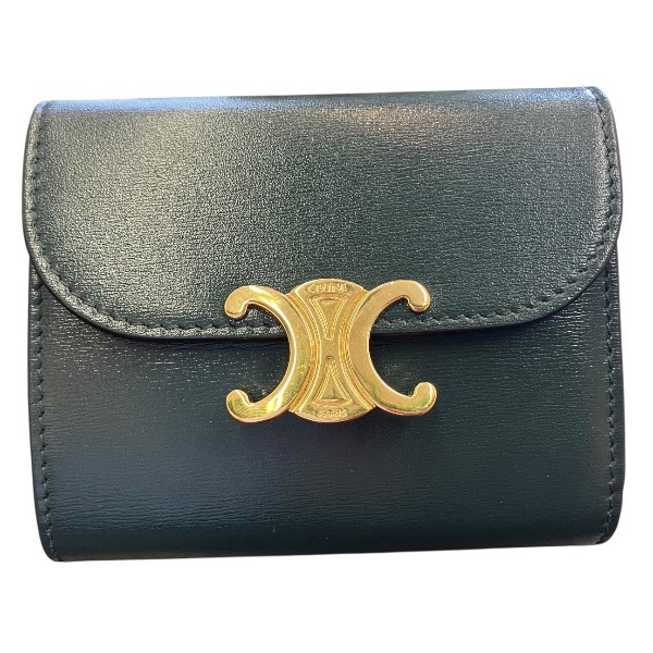 セリーヌ CELINE トリオンフ 10D783DPV スモール フラップ ウォレット 3つ折り財布 レディース【中古】