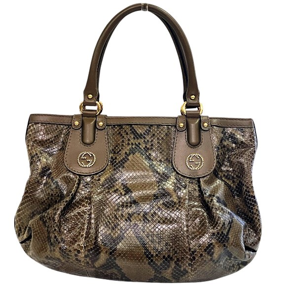 グッチ GUCCI GG 269953 インターロッキング カーキ パイソン バッグ ハンドバッグ レディース【中古】
