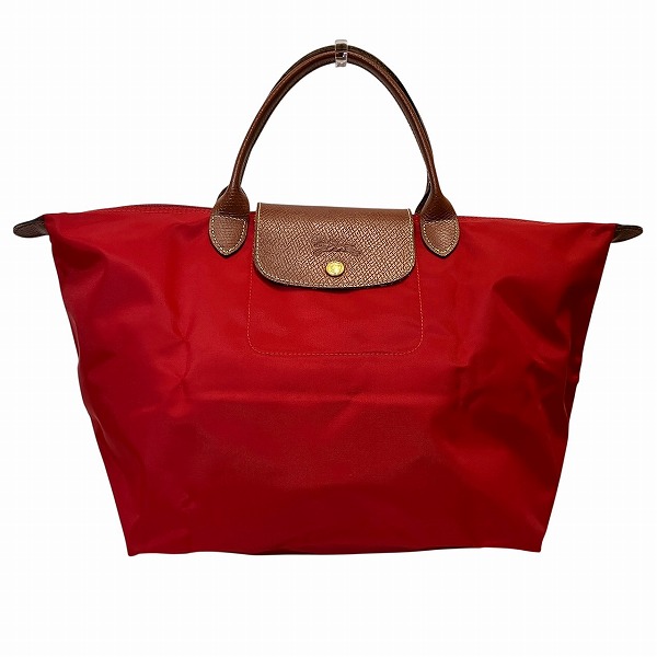 ロンシャン プリアージュL レッド×ブラウン ナイロン バッグ トートバッグ レディース【中古】